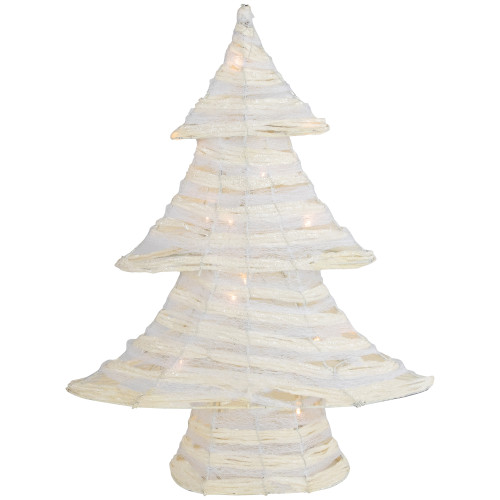 LED Lighted Glitter Christmas Tree - 18.5" - Cream - Warm White Lights - IMAGE 1