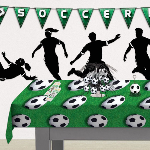 Soccer Field Party Disposable Tablecloth – 108” – Green and White – Pack of 12 - IMAGE 1