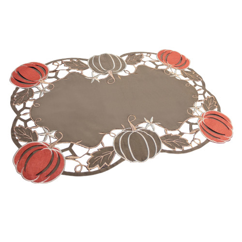 Set of 6 Brown and Orange Fall Harvest Pumpkins Placemats 18" - IMAGE 1