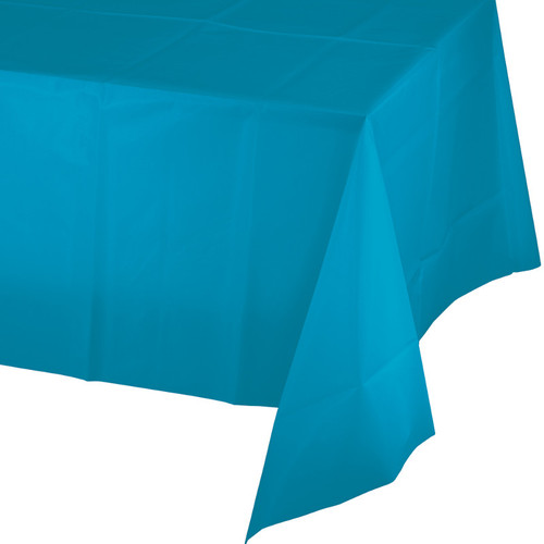 Club Pack of 12 Turquoise Blue Disposable Banquet Party Table Covers 9' - IMAGE 1