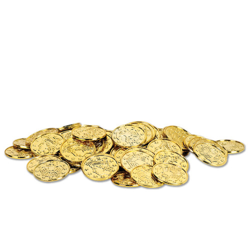 Club Pack of 1200 Metallic Gold Pirate Coin Party Favors 1.5'' - IMAGE 1