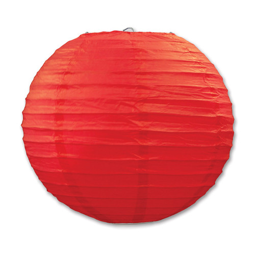 Club Pack of 18 Festive Bright Red Hanging Paper Lantern Party Decorations 9.5" - IMAGE 1
