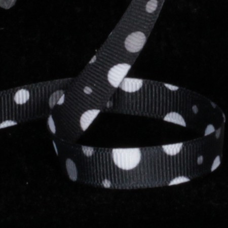 Black and White Polka Dots Double Sided Grosgrain Craft Ribbon 0.75" x 55 Yards - IMAGE 1