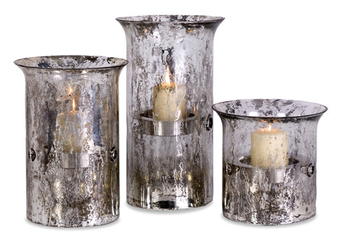 Set of 3 Silver Colored Votive Candle Holders 15" - IMAGE 1