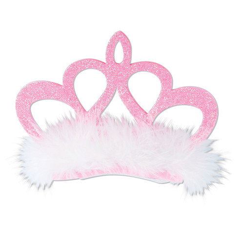 Club Pack of 12 Pink and White Women Adult Princess Crown Hair Clip Costume Accessory - One Size - IMAGE 1