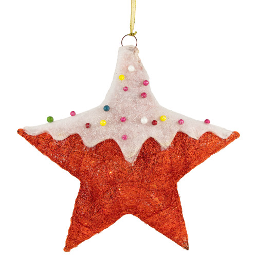 18" Lighted Red and White Candy Covered Sisal Star Christmas Window Decoration - IMAGE 1