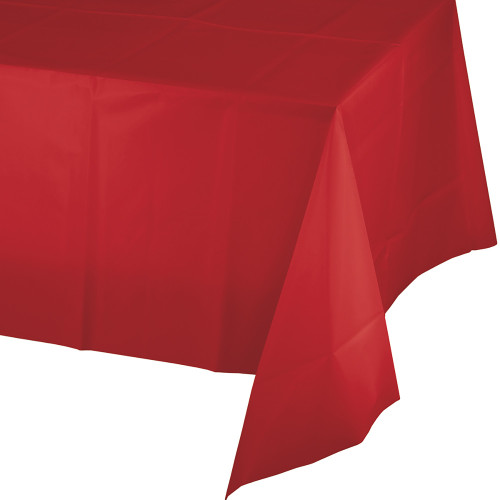 Pack of 12 Classic Red Disposable Plastic Banquet Party Table Covers 108' - IMAGE 1