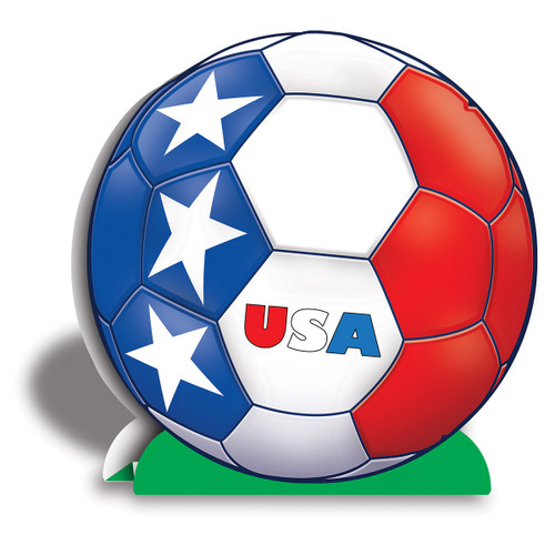 Club Pack of 12 Red, White and Blue 3-D "USA" Soccer Ball Centerpieces 10" - IMAGE 1