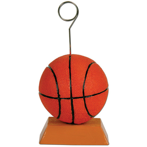 Pack of 6 Orange and Black Basketball Photo or Balloon Holder Party Decorations 6 oz. - IMAGE 1