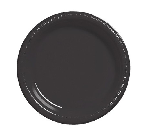 Club Pack of 240 Jet Black Premium Plastic Party Lunch Plates 7" - IMAGE 1