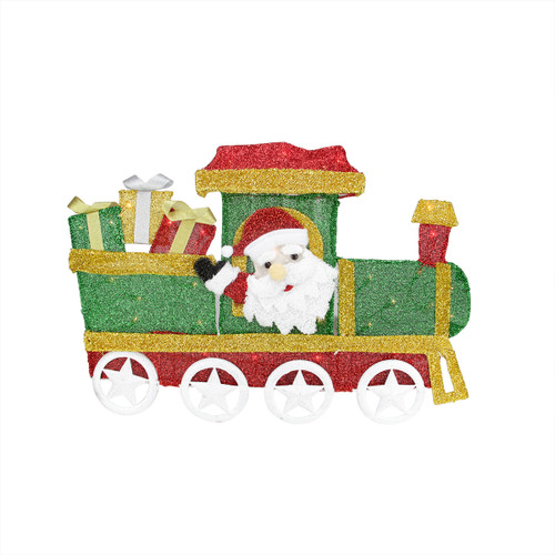 30" Red and Green Lighted Locomotive Train with Santa Christmas Decor - IMAGE 1