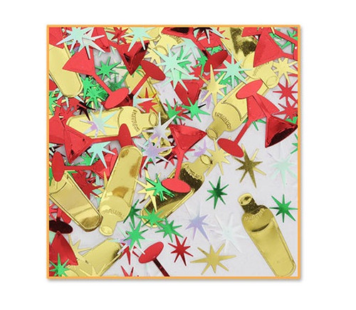 Pack of 6 Red and Green Holiday Cheer New Years Celebration Confetti Bags 0.5 oz. - IMAGE 1