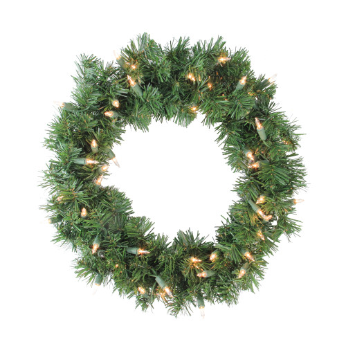 Pre-Lit Deluxe Windsor Pine Artificial Christmas Wreath - 16" - Clear Lights - IMAGE 1
