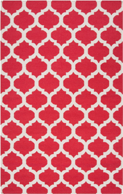 2' x 3' Gated Passage Red and White Hand Woven Wool Area Throw Rug - IMAGE 1