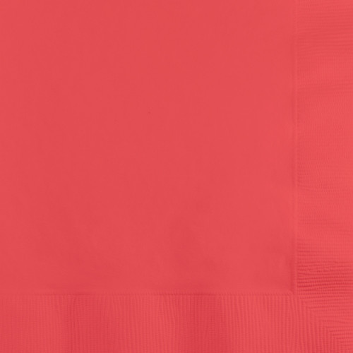 Club Pack of 500 Coral Red Solid 3-Ply Disposable Lunch Napkins 6.5" - IMAGE 1