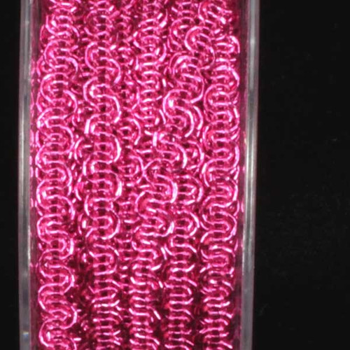 Metallic Pink Looped Braid Woven Craft Ribbon 0.25" x 44 Yards - IMAGE 1