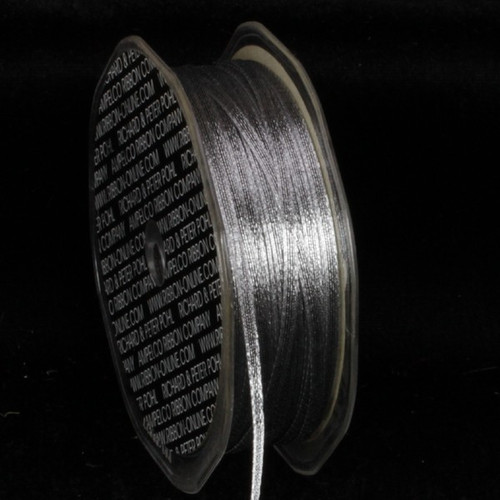 Sheer Metallic Gray Wired Craft Ribbon 0.25" x 200 Yards - IMAGE 1