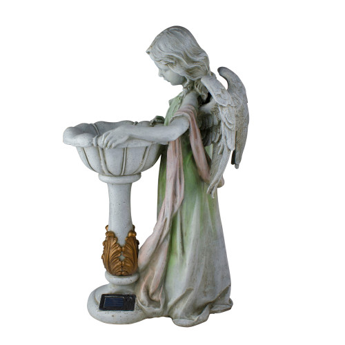 23" Joseph's Studio Angel Garden Statue with Solar Powered Bird Bath ...