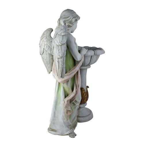23" Joseph's Studio Angel Garden Statue with Solar Powered Bird Bath ...