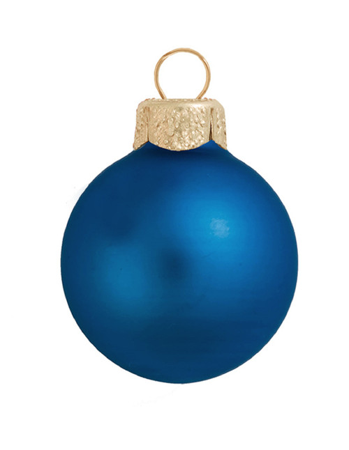 Matte Finish Glass Christmas Ball Ornaments - 4" (100mm) - Blue Cobalt - 6ct - IMAGE 1