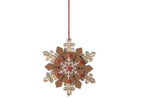 5" Brown and White Country Rustic Style Snowflake Christmas Ornament - IMAGE 1