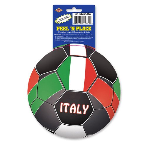 Club Pack of 12 Red, Green and White "Italy" Peel 'N Place Soccer Themed Decals 5.25" - IMAGE 1