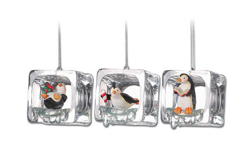 Club Pack of 18 Clear Icy Crystal Decorative Christmas Penguin Ice Cube Ornaments 2" - IMAGE 1