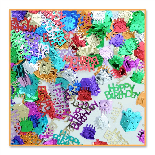 Pack of 6 Multicolor Birthday Bash Confetti Bags 0.5 Oz - IMAGE 1