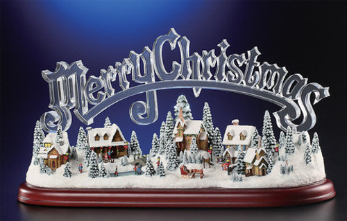 Animated Musical Illuminated Icy Crystal Merry Christmas Village Figurine 8.5" - IMAGE 1