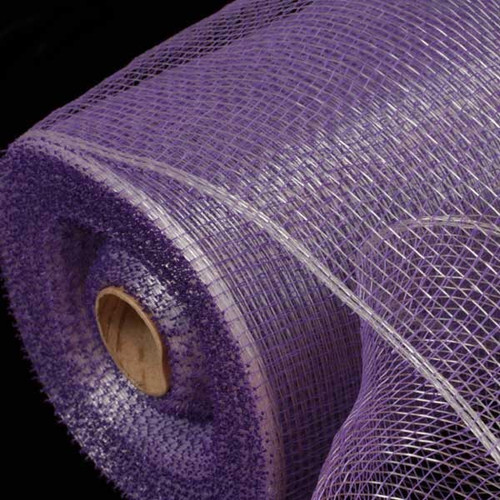 Silver and Purple Decorating Mesh Craft Ribbon 6.5" x 80 Yards - IMAGE 1