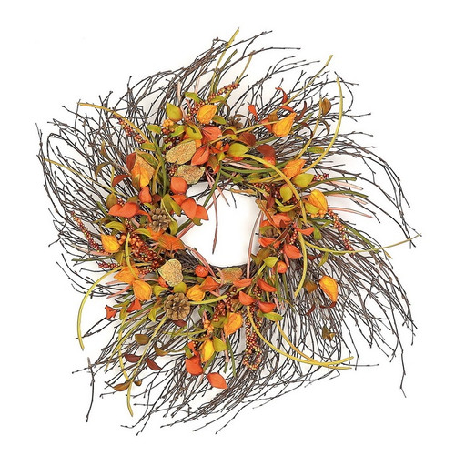 Mixed Berry and Pine Cone Artificial Wreath, Brown 28-Inch - IMAGE 1