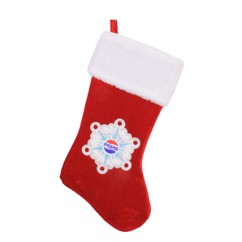 19.25" Red and White Pepsi Snowflake Embroidered Christmas Stocking - IMAGE 1