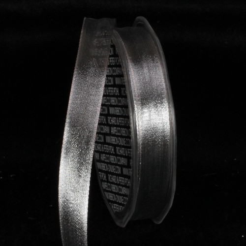 Sheer Metallic Gray Wired Craft Ribbon 0.50" x 100 Yards - IMAGE 1
