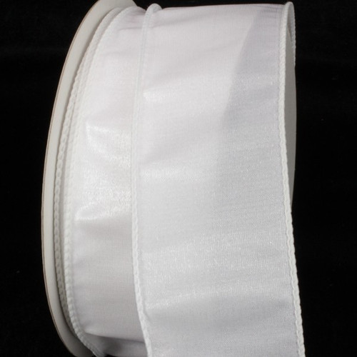 White Two Tone Wire Edged Craft Ribbon 2" x 40 Yards - IMAGE 1