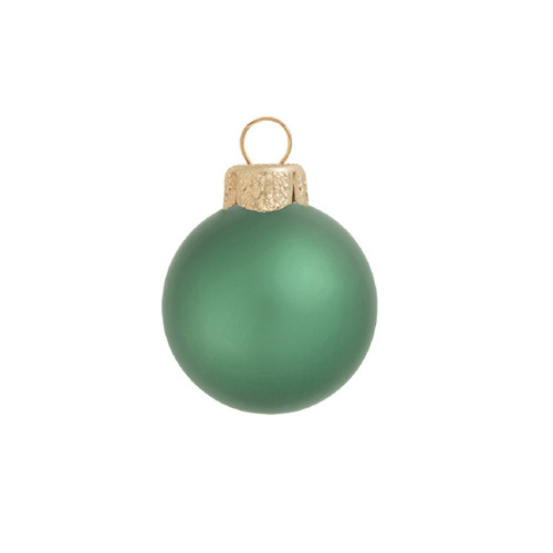 Matte Finish Glass Christmas Ball Ornaments - 3.25" (80mm) - Green - 8ct - IMAGE 1