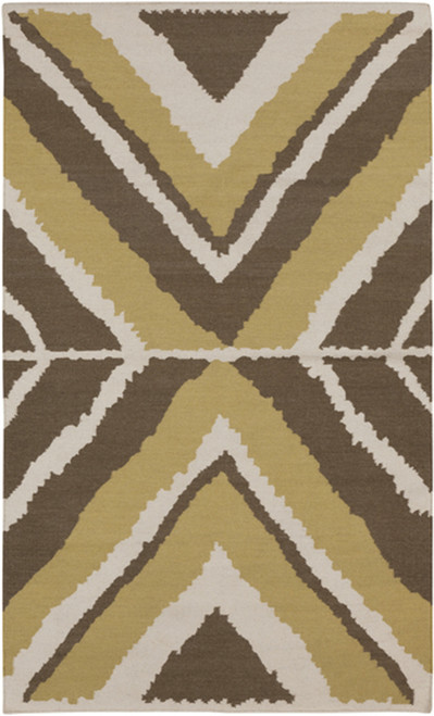 3.25' x 5.25' Olive Green and White Hand Woven Area Throw Rug - IMAGE 1