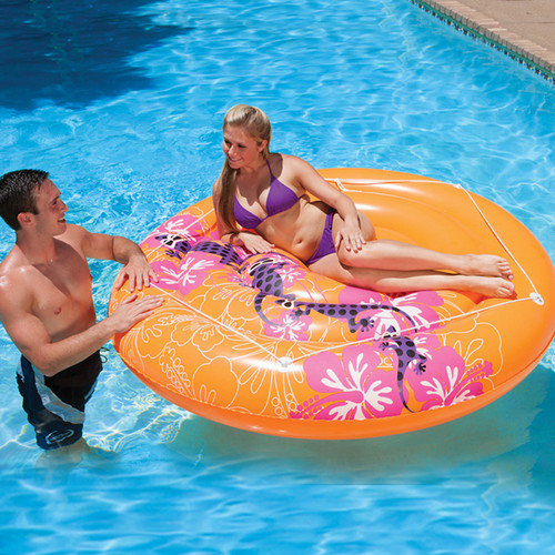 71" Inflatable Orange Hawaiian Jumbo Swimming Pool Raft - IMAGE 1