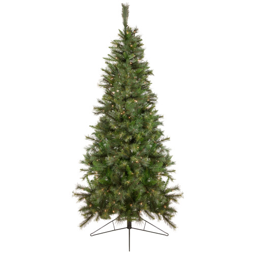 6.5' Pre-Lit Medium Canyon Pine Artificial Christmas Wall Tree, Clear Lights - IMAGE 1