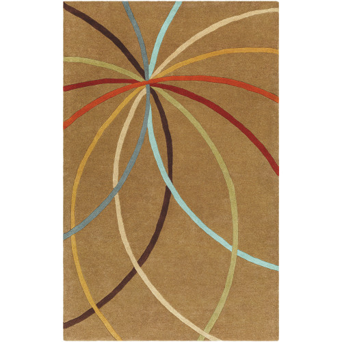 6' x 9' Brown and Red Contemporary Wool Area Throw Rug - IMAGE 1