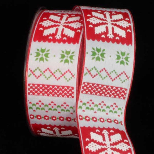 Red and White Oslo Wired Craft Ribbon 1.5" x 27 Yards - IMAGE 1