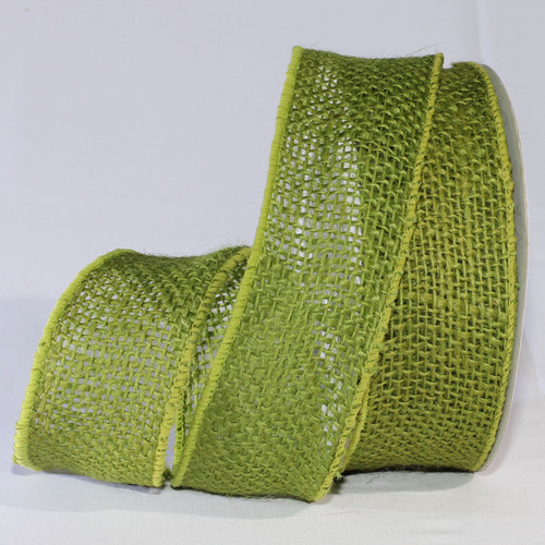 Green Burlap Wired Craft Ribbon 2" x 40 Yards - IMAGE 1