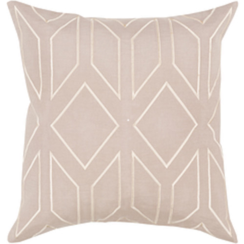 18" Beige and White Contemporary Square Throw Pillow - Down Filler - IMAGE 1