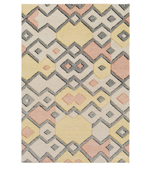 8' x 10' Orange and Yellow Contemporary Hand Woven Rectangular Wool Area throw Rug - IMAGE 1