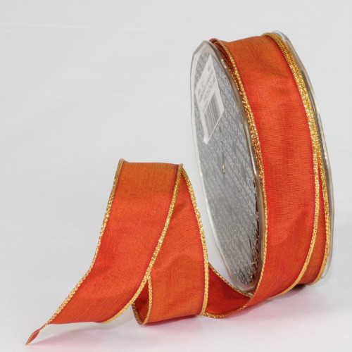 Orange and Gold Solid Wired Craft Ribbon 1" x 54 Yards - IMAGE 1