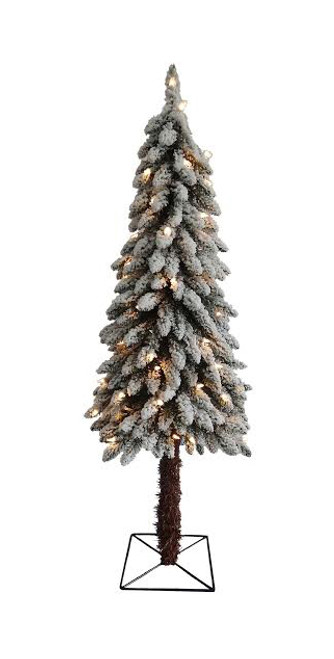 4' Pre-Lit Flocked Alpine Artificial Christmas Tree - Clear Lights - IMAGE 1