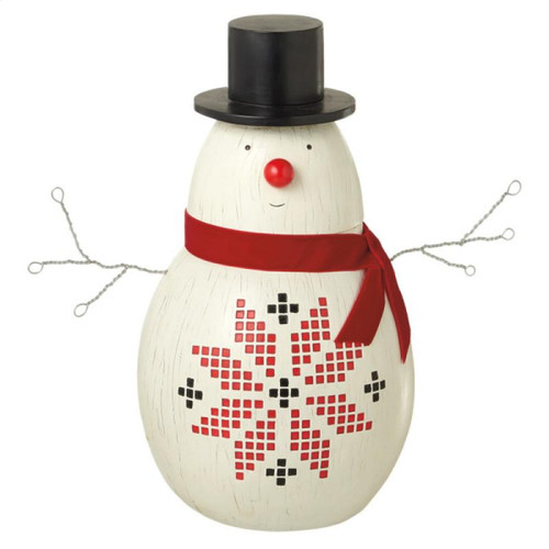 14" White and Red Large Snowman Christmas Tabletop Figurine - IMAGE 1