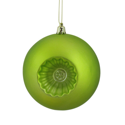 6ct Green Retro Reflector Matte Christmas Ball Ornaments 4" (100mm) - IMAGE 1