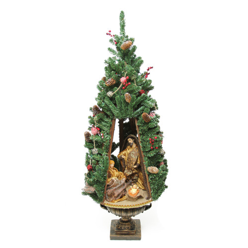 40" Religious Nativity Scene Inside Lighted Christmas Tree Decorative Holiday Figure - IMAGE 1