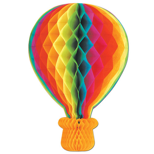Pack of 6 Vibrantly Colored Honeycomb Hot Air Balloon Hanging Decorations 22" - IMAGE 1