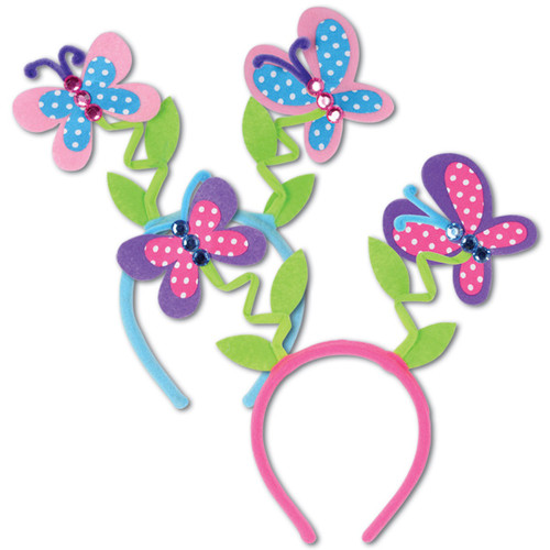 Club Pack of 12 Vibrantly Colored Butterfly Boppers Headband Party Favors - One Size - IMAGE 1